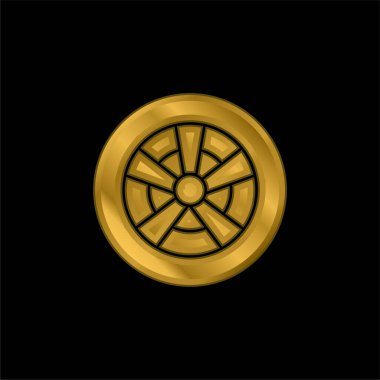 Alloy Wheel gold plated metalic icon or logo vector clipart