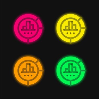 Parlayan dört renk neon vektör simgesini analiz et