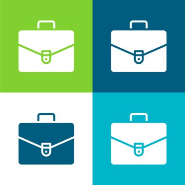 Evrak çantası Düz 4 renk minimal simgesi seti