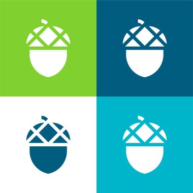 Meşe palamudu Düz 4 renk en küçük simge kümesi