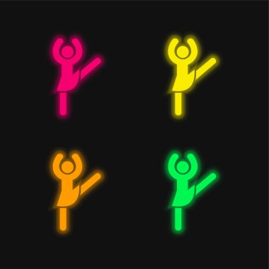 Balerin Dört renk parlayan neon vektör simgesi