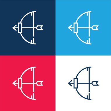 Okçuluk mavisi ve kırmızı dört renk minimal simge kümesi