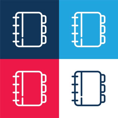 Appointment Book blue and red four color minimal icon set clipart