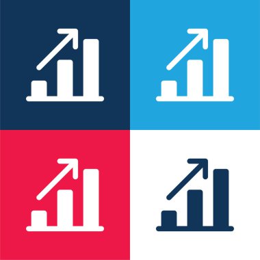 Analitik mavi ve kırmızı dört renk minimal simge kümesi