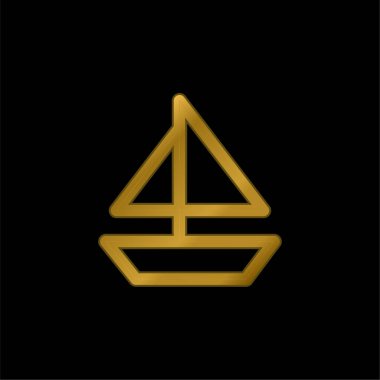 Tekne altın kaplamalı metalik simge veya logo vektörü
