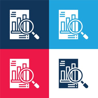 Analysis blue and red four color minimal icon set clipart