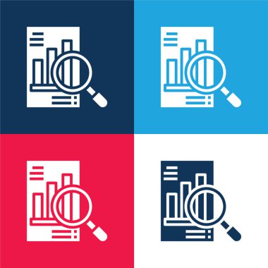 Analysis blue and red four color minimal icon set clipart