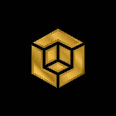 3d model altın kaplama metalik simge veya logo vektörü