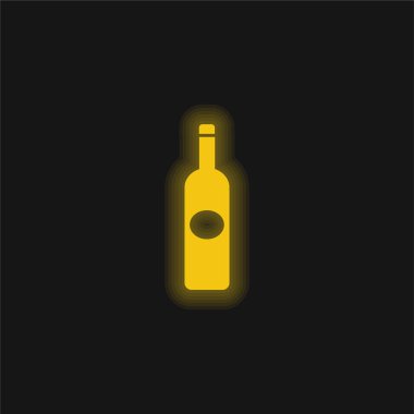 Şişe Koyu Büyük Şekil Oval Etiket Sarı parlak neon simgesi