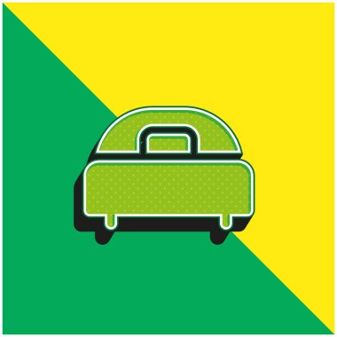 Yatak Yeşil ve Sarı Modern 3D vektör simgesi logosu