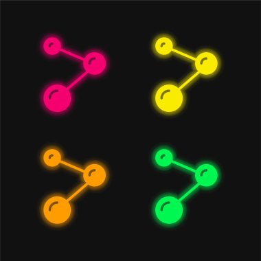 Atomlar dört renk parlayan neon vektör simgesi