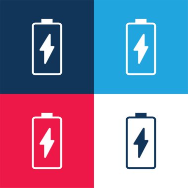 Pil mavi ve kırmızı dört renk minimal simge kümesi