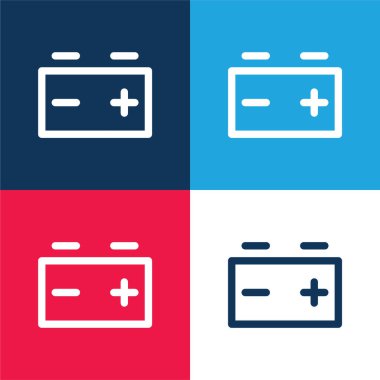 Pil mavi ve kırmızı dört renk minimal simge kümesi