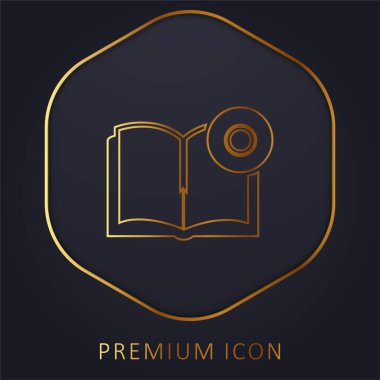 Kitap ve CD altın çizgi prim logosu veya simgesi
