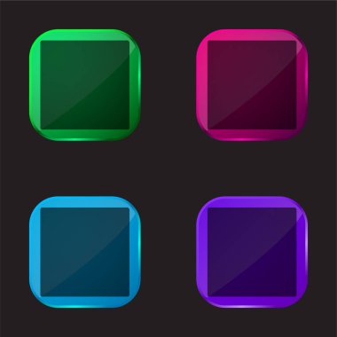 Black Square four color glass button icon clipart