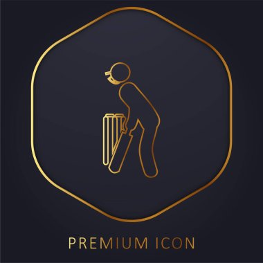 Bats Man golden line premium logo or icon clipart