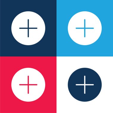 Add blue and red four color minimal icon set clipart