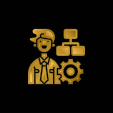 İdari altın kaplama metalik simge veya logo vektörü