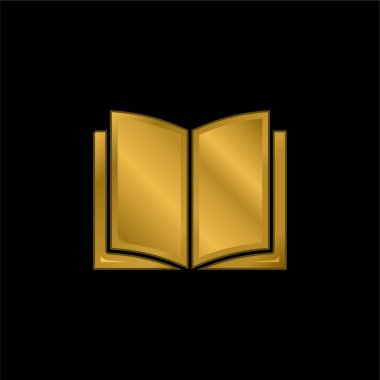 Kitap altın kaplamalı metalik simge veya logo vektörü
