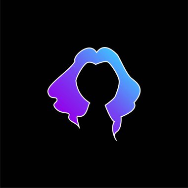 Siyah Uzun Kadın Saç Şekli Mavi Gradyan vektör simgesi