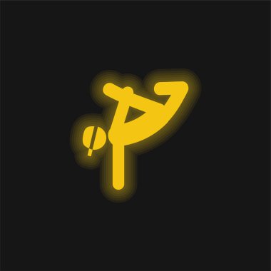 Breakdancing Dancer yellow glowing neon icon clipart