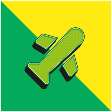 Uçak Yeşil ve Sarı Modern 3D vektör simgesi logosu