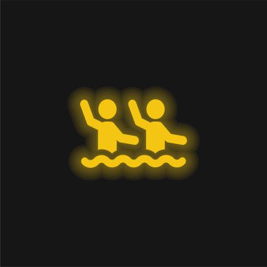 Aqua Spor Salonu sarı parlak neon ikonu