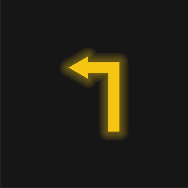 Düz Ok Açısı Sol Sarı Parlak Neon simgesine Dönüyor