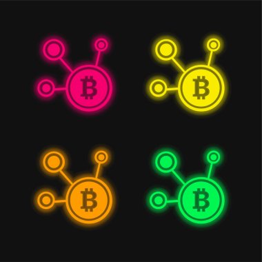 Bitcoin Ağ Sembolü: Parlak neon vektör simgesi