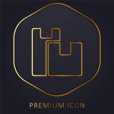 Altın çizgi premium logosunu veya simgesini kutular