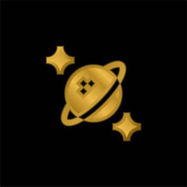 Astrophysics gold plated metalic icon or logo vector clipart