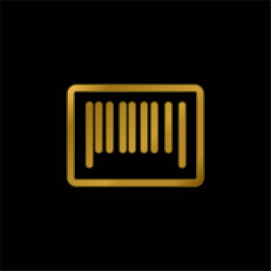 Barkod altın kaplama metalik simge veya logo vektörü