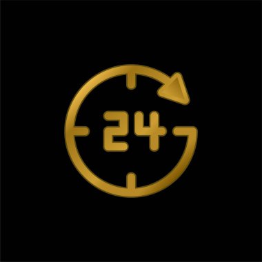 24 Saat Altın Kaplama Metal Simge veya logo Vektörü