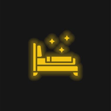 Yataklar sarı parlak neon ikon