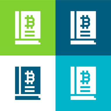 Bitcoin Düz 4 renk minimal simge kümesi