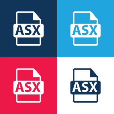 ASX File Format Symbol blue and red four color minimal icon set clipart