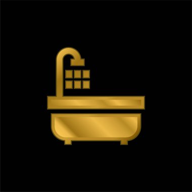 Küvet altın kaplama metalik simge veya logo vektörü
