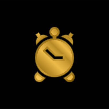 Alarm Saati altın kaplamalı metalik simge veya logo vektörü
