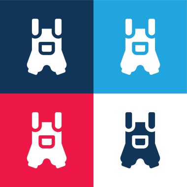 Bebek kıyafetleri mavi ve kırmızı dört renk minimal simge seti