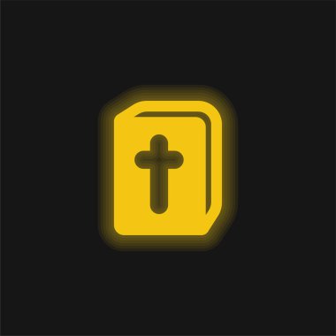 İncil kitabı sarı parlak neon simgesi