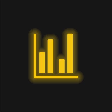 Çubuk Grafik sarı parlak neon simgesi
