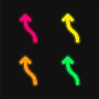 Ok Dalgası, parlayan dört renk neon vektör simgesini işaret ediyor