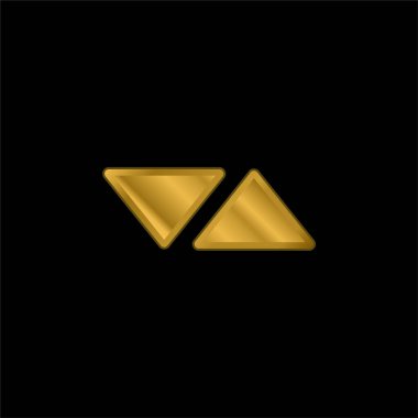 Karşıt Kenarlı Altın Kaplama Metal Simge veya logo Vektörünü Gösteren Oklar Üçgenleri