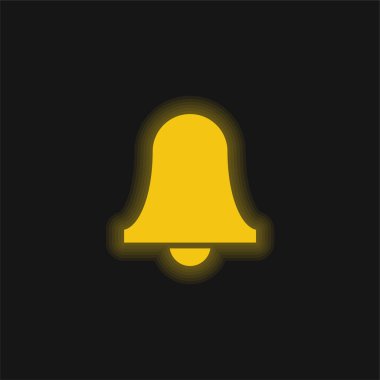 Alarm Çanı Sembolü Sarı Parlayan neon simgesi