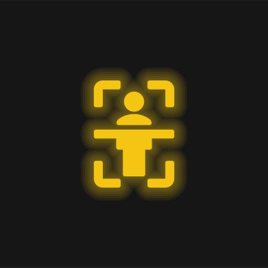 Vücut taraması sarı parlayan neon simgesi