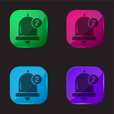 Bell four color glass button icon clipart