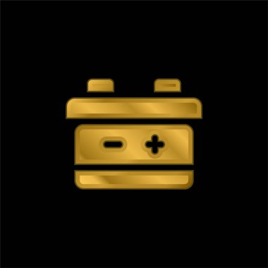 Pil altın kaplamalı metalik simge veya logo vektörü