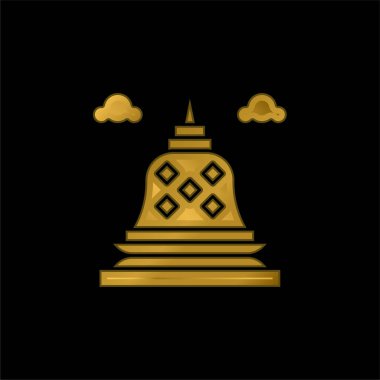 Borobudur altın kaplama metalik simge veya logo vektörü