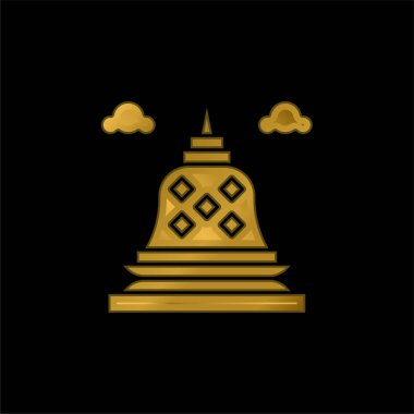 Borobudur gold plated metalic icon or logo vector clipart