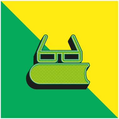 Gözlüklü Kitap Yeşil ve Sarı 3D vektör simgesi